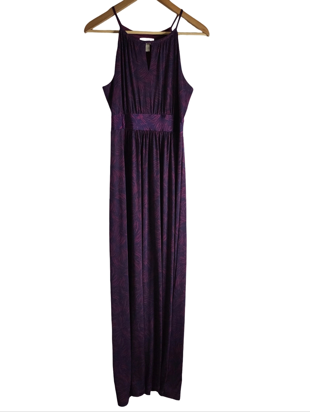 LOFT Purple Palm-Print Maxi Dress - Sleeveless Halter